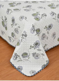 MallowWorld MallowWorld All Weather 3 Pcs 100 Cotton Ultrasonic 280 Tc Printed King Size Quilted Bed CoverBedsheet with 2 Pillow Case Grey Green 90X100 Inches 254X228 cm  - Image 4