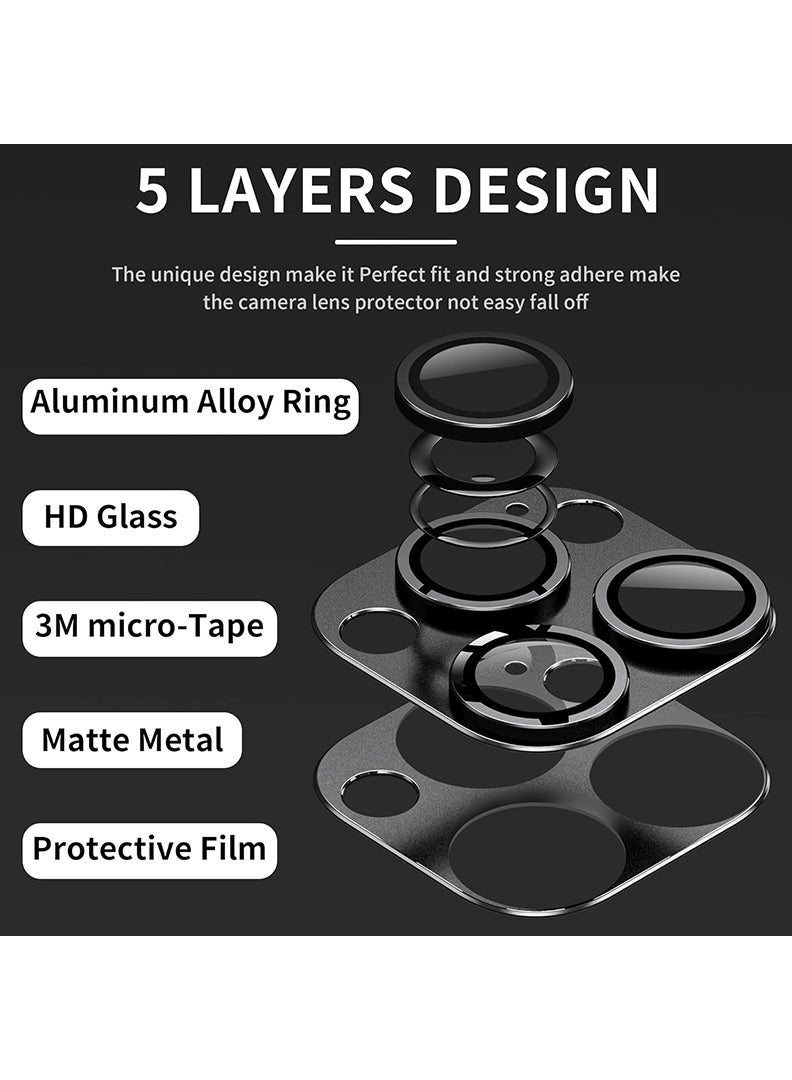 Theodor iPhone 14 Pro Max/ 14 Pro  Camera Lens Protector With 9H Tempered Glass Camera Ring Anti Scratch Metal Plate [Drop Protection], Case Friendly Camera Cover, Space Black - Image 4