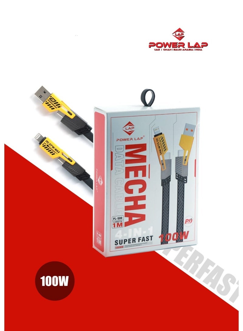 POWER LAP® 100W 4-in-1 Super Fast Charging Data Cable (1 Meter) PL-500