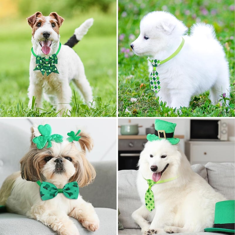 Reginary 100 Pieces St Patricks Day Dog Bow Tie Collar Set Include 40 Dog Neckties and 30 Puppy Bowties 30 Collar Flowers Adjustable Pet Grooming for Small Medium Cats Pets Supply - Image 5