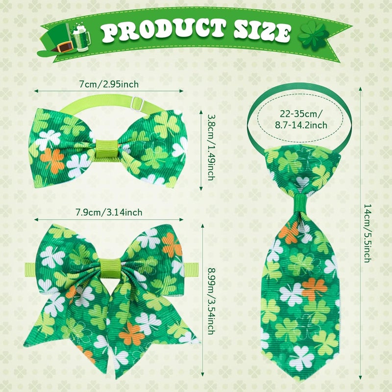 Reginary 100 Pieces St Patricks Day Dog Bow Tie Collar Set Include 40 Dog Neckties and 30 Puppy Bowties 30 Collar Flowers Adjustable Pet Grooming for Small Medium Cats Pets Supply - Image 2