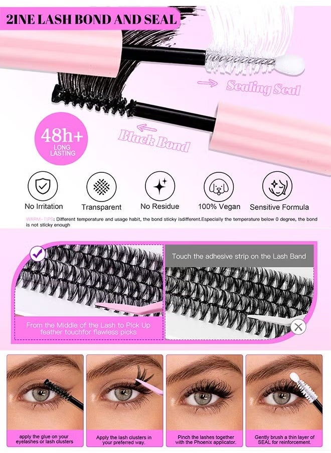JS - 4 Styles DIY Eyelash Extension Kit, Segmented Corner Lashes 404 Lash Clusters, Mixed Eyelash Extension Lashes Cluster, Natural C Curl Eyelash Set, Brush Like Thick Eyelashes - Image 1