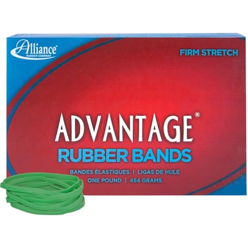Alliance Rubber 66325 Advantage Rubber Bands Size #32, 1 lb Box Contains Approx. 700 Bands (3" x 1/8", Green) - Image 1