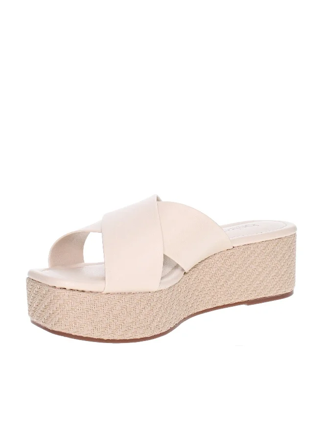 Beira Rio Beira Rio Ladies Flat Sandals Beige | Made In Brazil