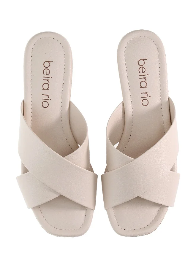 Beira Rio Beira Rio Ladies Flat Sandals Beige | Made In Brazil