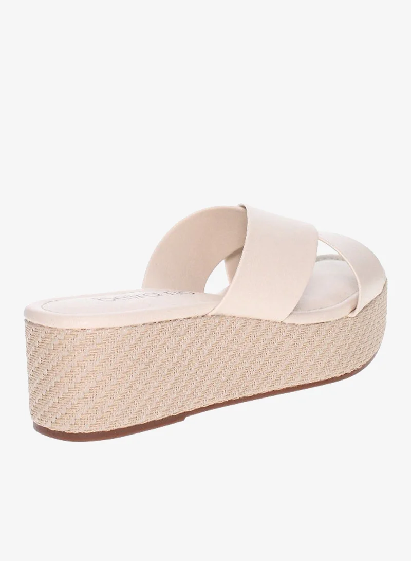 Beira Rio Ladies Flat Sandals Beige | Made In Brazil