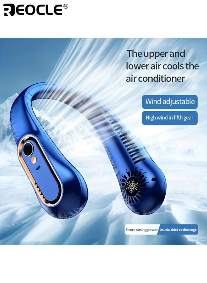 ريوكل مروحة رقبة تبريد محمولة بخمس سرعات تقليل الضوضاء قابلة للشحن عبر يو إس بي تدفق هواء قوي مروحة صغيرة خفيفة الوزن مناسبة للرياضات الخارجية السفر والتبريد الصيفي - Image 2