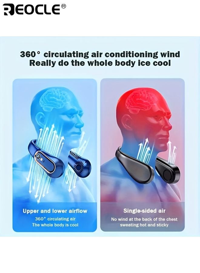 ريوكل مروحة رقبة تبريد محمولة بخمس سرعات تقليل الضوضاء قابلة للشحن عبر يو إس بي تدفق هواء قوي مروحة صغيرة خفيفة الوزن مناسبة للرياضات الخارجية السفر والتبريد الصيفي - Image 4
