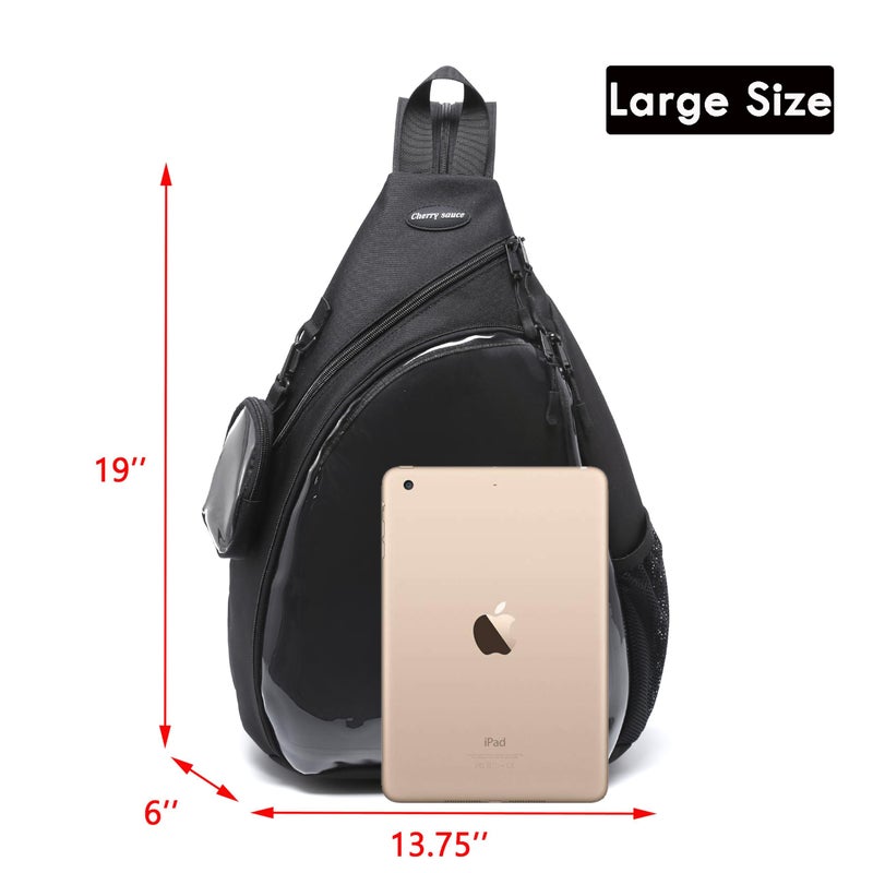 CHERRY SAUCE Oxford Ita Bag Kawaii Pin Display Chest Pack Single Shoulder Bag Sport Backpack Hiking Daypack, Large - Image 2
