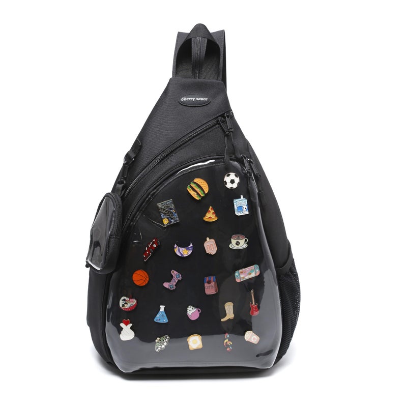 CHERRY SAUCE Oxford Ita Bag Kawaii Pin Display Chest Pack Single Shoulder Bag Sport Backpack Hiking Daypack, Large - Image 1