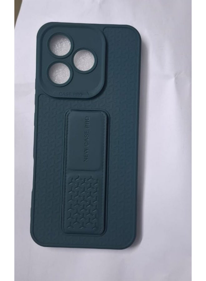 غطاء حماية لهاتف Honor 400 Lite مع قبضة يد - حامل مغناطيسي وحامل - قبضة قوية لحامل السيارة المغناطيسي، جراب أنيق من السيليكون وعملي، يوفر أقصى درجات الراحة والمشاهدة بدون استخدام اليدين - رمادي