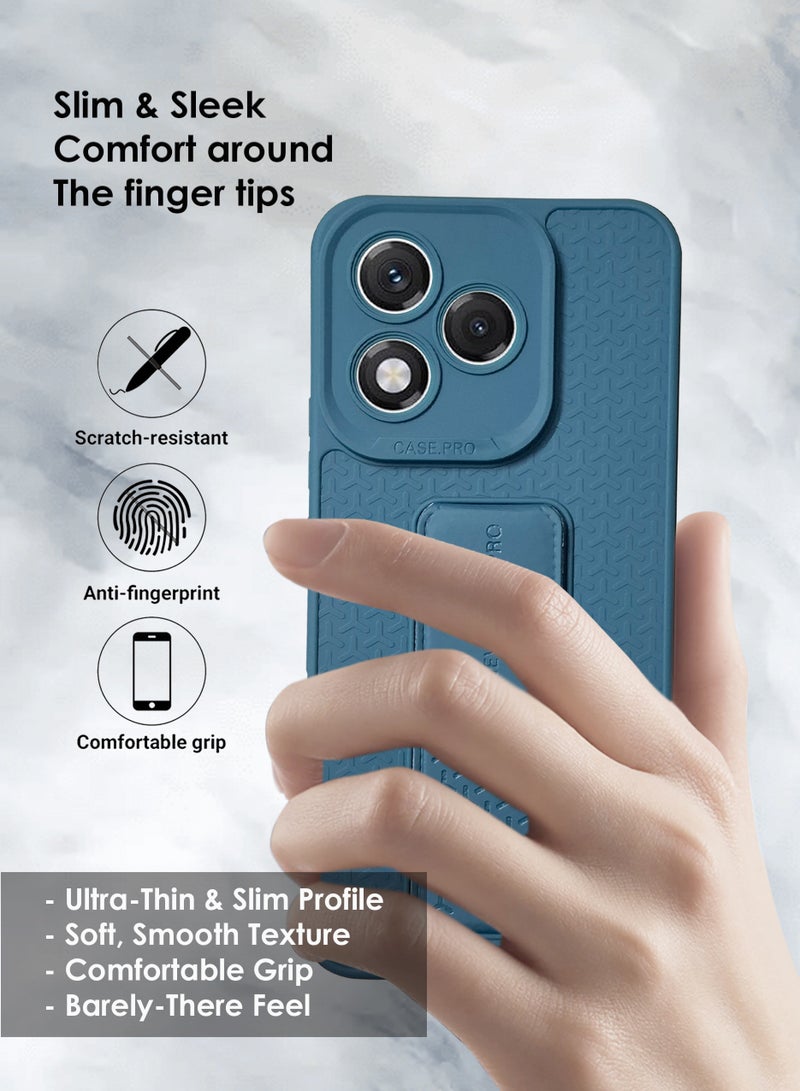 غطاء حماية لهاتف Honor 400 Lite مع قبضة يد - حامل مغناطيسي وحامل - قبضة قوية لحامل السيارة المغناطيسي، جراب أنيق من السيليكون وعملي، يوفر أقصى درجات الراحة والمشاهدة بدون استخدام اليدين - رمادي - Image 4