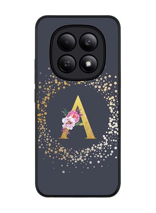 For Xiaomi Redmi Note 15 4G Case,Slim fit Camera Protection, Shockproof Thin Phone cover  - Custom Monogram Floral - A  (Grey )