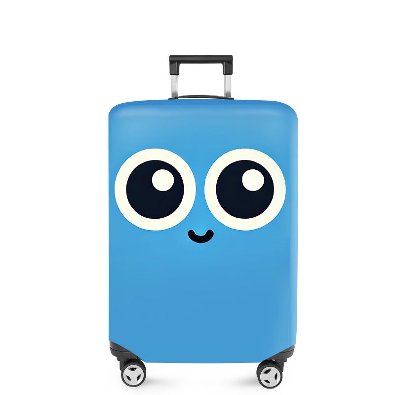 ANNA QUEEN Cute Smiley Face Luggage Cover Blue Cartoon Suitcase Protector with Big Eyes Design Stretchable Washable Travel Cover for 3234 Inch Luggage - Image 2