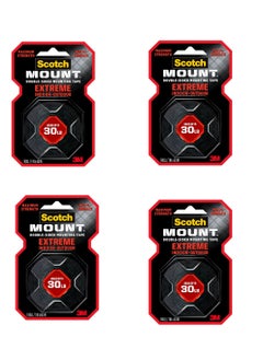 3M 4 Piece Mount Extreme Strong Double Sided Adhesive Tape 1 Inch x 60 Inch Roll  - Image 1