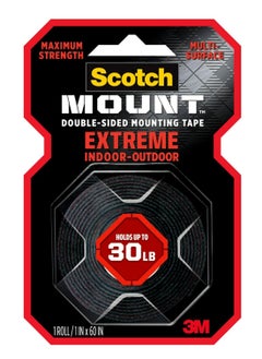 3M 4 Piece Mount Extreme Strong Double Sided Adhesive Tape 1 Inch x 60 Inch Roll  - Image 2