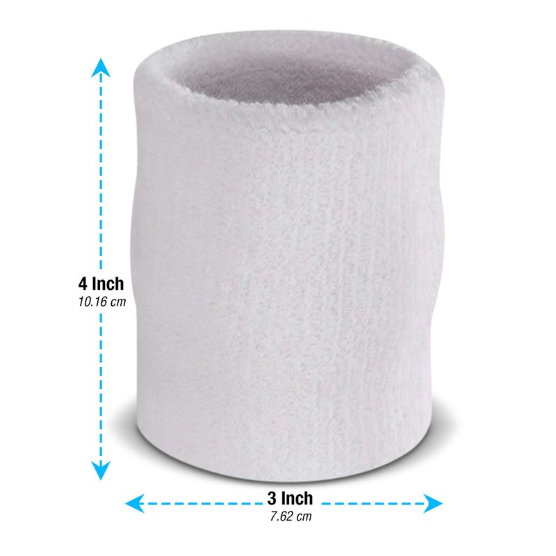Suddora Arm Sweatbands, Absorbent and Breathable Thick Cotton Bands for Working Out, Gymnastics, Basketball, Tennis, and Football, Multiuse 4-inch Wristbands for Costumes and Cosplay, White - Image 4