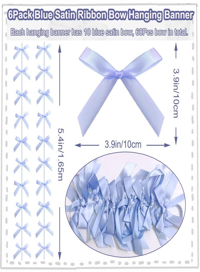 Haptda Blue Ribbon Bow Hanging Garland Banner for Baby Shower Blue Bow Party Decorations Girls Bow Birthday Decoration Tying The Knot Bridal Shower Party Room Décor 6pcs - Image 3