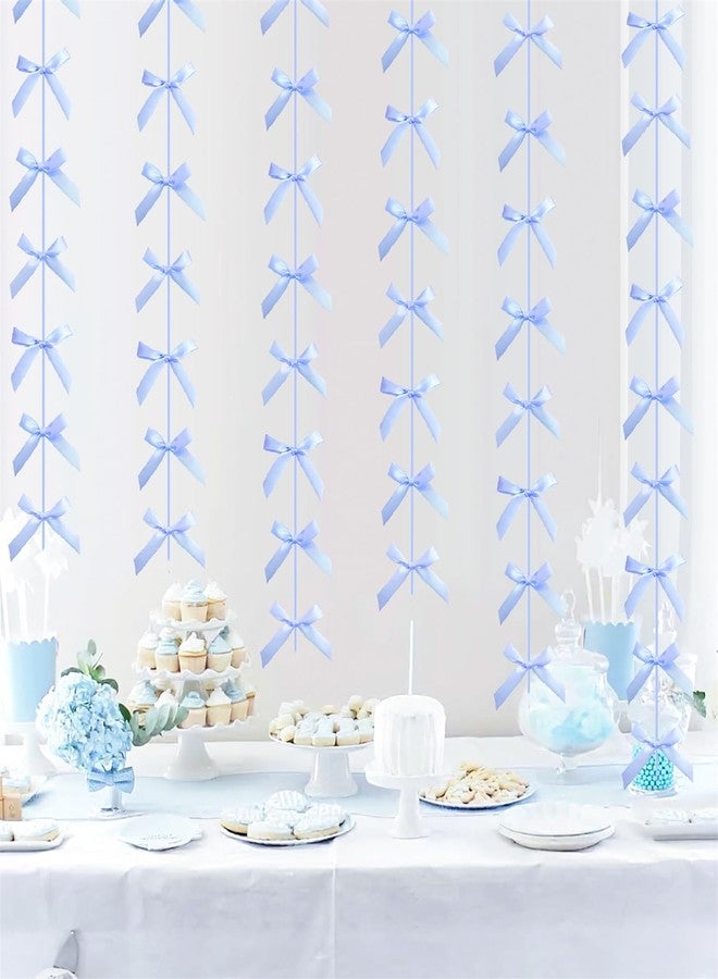 Haptda Blue Ribbon Bow Hanging Garland Banner for Baby Shower Blue Bow Party Decorations Girls Bow Birthday Decoration Tying The Knot Bridal Shower Party Room Décor 6pcs - Image 2