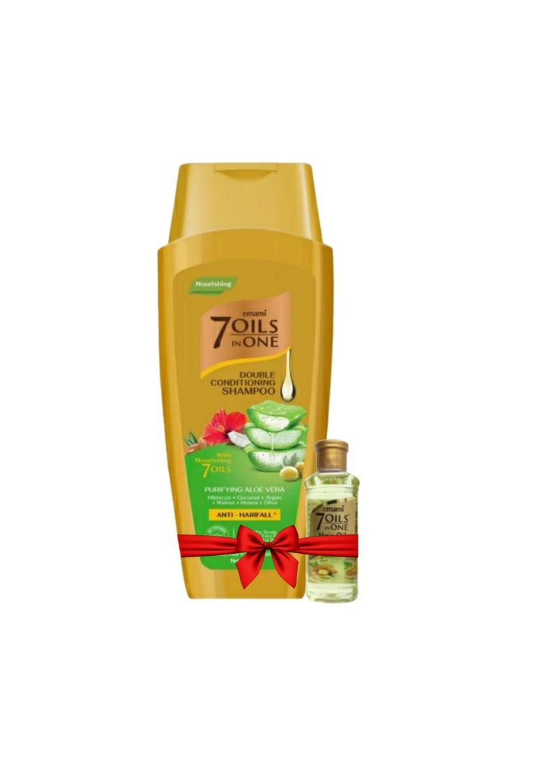 Emami 7 Oil Double Moisturizing Shampoo - with Aloe Vera 100 ml + Original 7 Oil Oil 19 ml as a gift