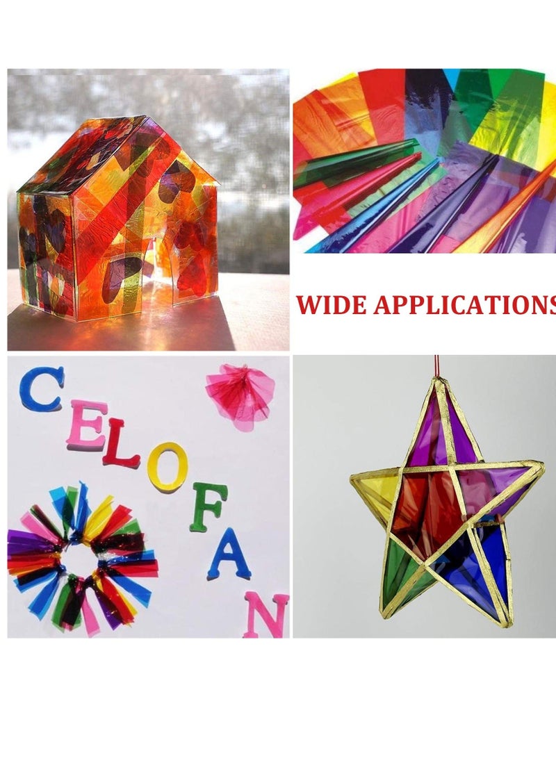أوراق السيلوفان، لفائف سيلوفان ملونة لتزيين الحرف اليدوية، أوراق سيلوفان لفلتر الضوء الجل، 120 قطعة بحجم 7.5x7.5 بوصة - Image 5