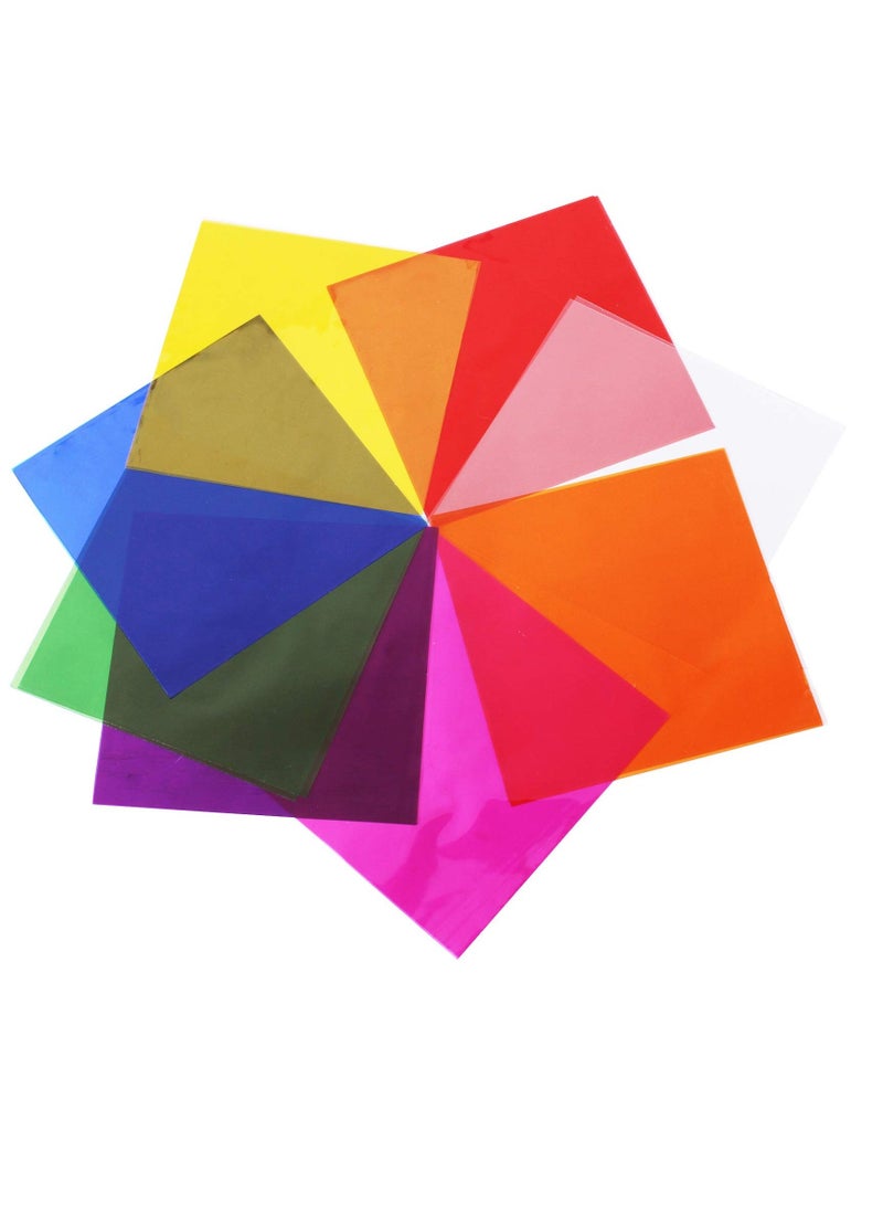 أوراق السيلوفان، لفائف سيلوفان ملونة لتزيين الحرف اليدوية، أوراق سيلوفان لفلتر الضوء الجل، 120 قطعة بحجم 7.5x7.5 بوصة - Image 2