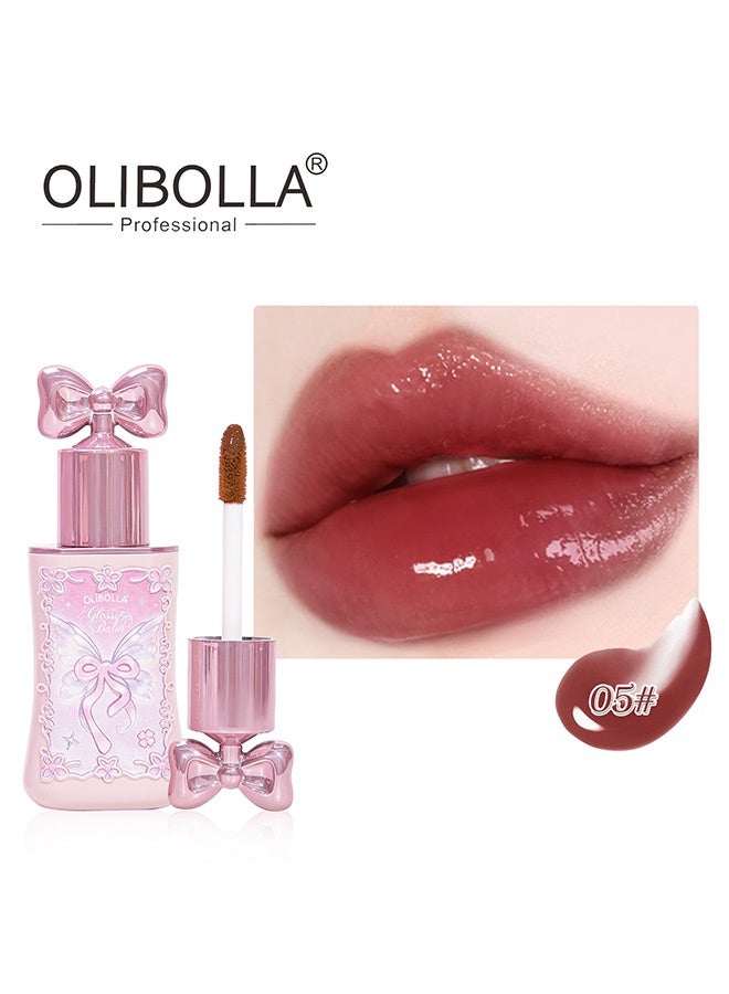 OLIBOLLA Glossy Balm, Cute Bow Cap Hydrating Shine Lip Plumper, Long Lasting Glass Lip Gloss 05 - Image 2