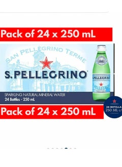 Sanpellegrino Sparkling Glass Bottle Natural Mineral Water, 250 ML (Pack Of 24)  - Image 1