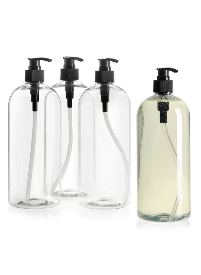 اوكونا اوتبوست زجاجات مضخة سعة 32 أونصة للشامبو والبلسم، عبوة من 4 زجاجات شامبو فارغة قابلة لإعادة التعبئة، لا تنسكب، موزع صابون شفاف كبير مع مضخات سوداء، تستخدم لصابون اليد وغسول الجسم واللوشن - Image 1