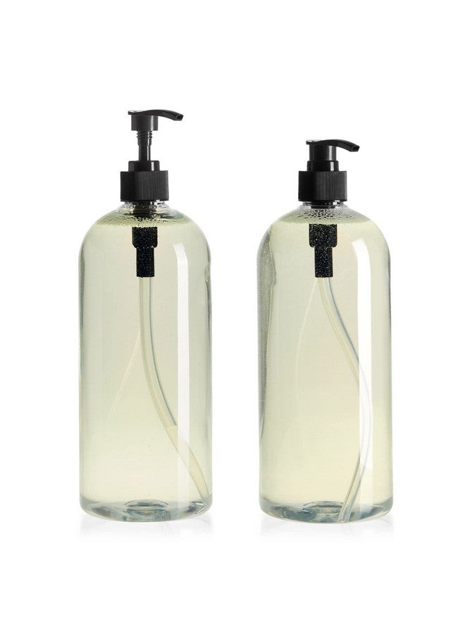 اوكونا اوتبوست زجاجات مضخة سعة 32 أونصة للشامبو والبلسم، عبوة من 4 زجاجات شامبو فارغة قابلة لإعادة التعبئة، لا تنسكب، موزع صابون شفاف كبير مع مضخات سوداء، تستخدم لصابون اليد وغسول الجسم واللوشن - Image 5