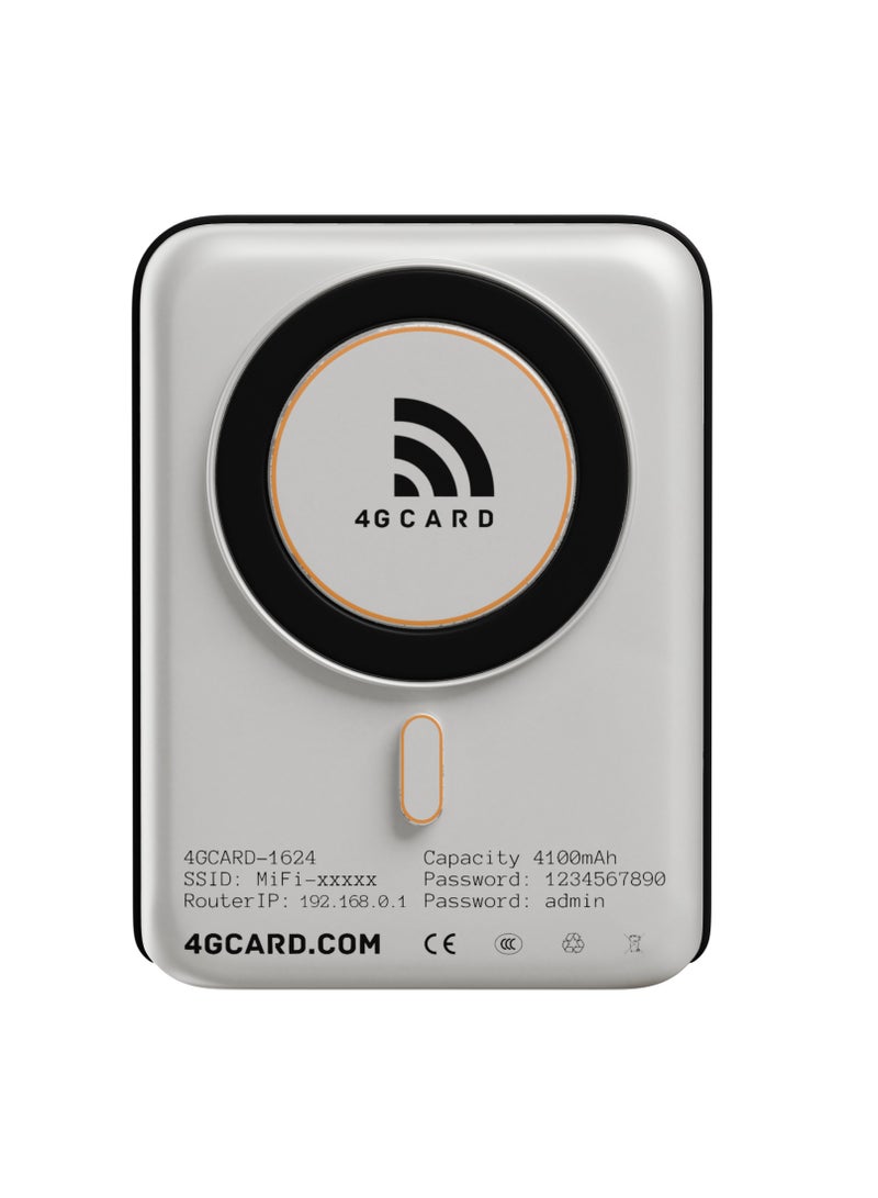 4G Card 4GCARD1624/Portable Wi-Fi Router  / 4100mAh / 10 Connected Devices / Travel /4G / LTE Home & Outdoor Portable Router for Office and Home/White color  - Image 3