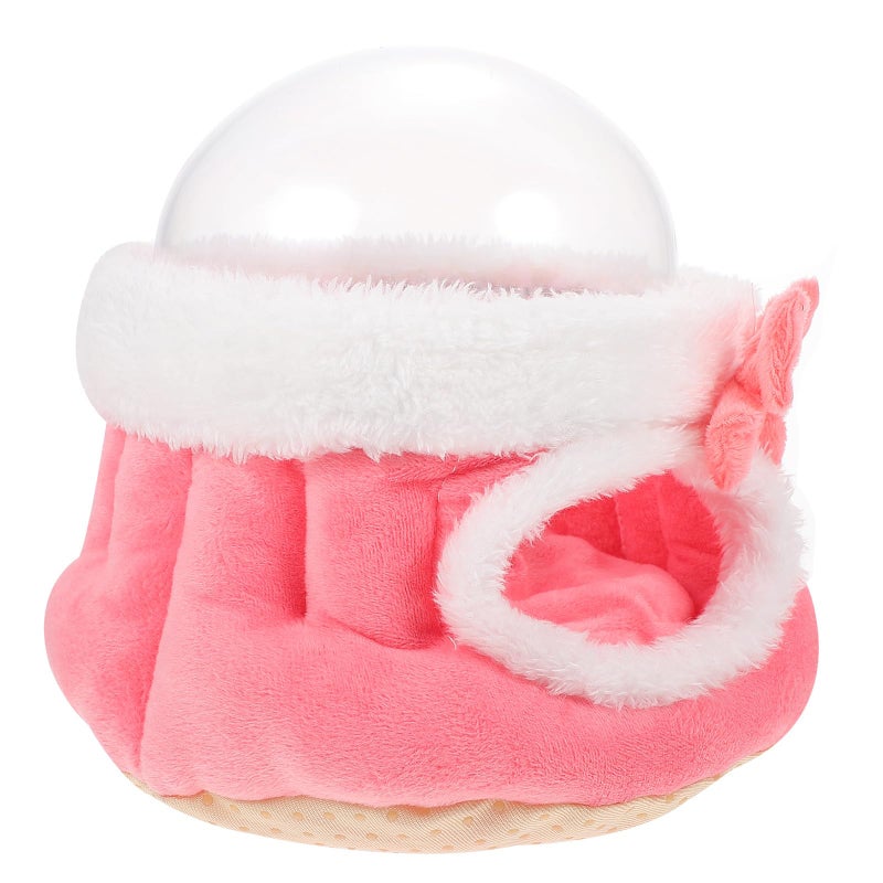 Small Pet Cotton Sleeping House Pink Cozy Winter Hideout For Hamsters - Image 2
