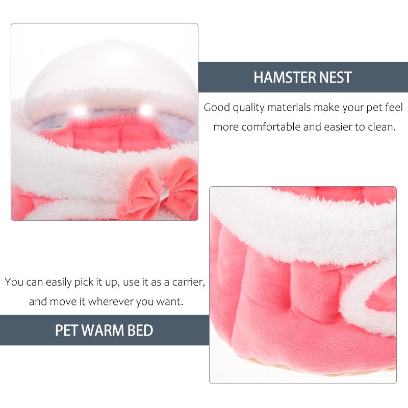 Small Pet Cotton Sleeping House Pink Cozy Winter Hideout For Hamsters - Image 4