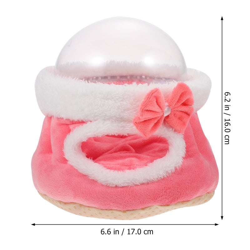 Small Pet Cotton Sleeping House Pink Cozy Winter Hideout For Hamsters - Image 3