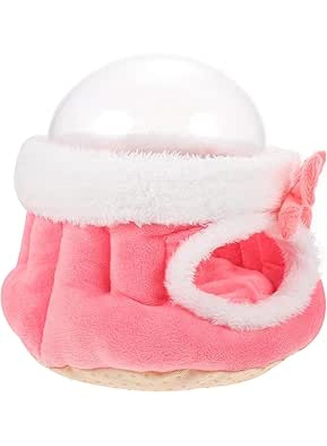 Small Pet Cotton Sleeping House Pink Cozy Winter Hideout For Hamsters - Image 1