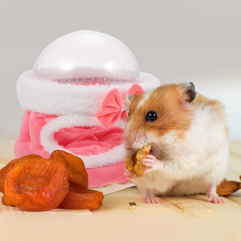 Small Pet Cotton Sleeping House Pink Cozy Winter Hideout For Hamsters - Image 5