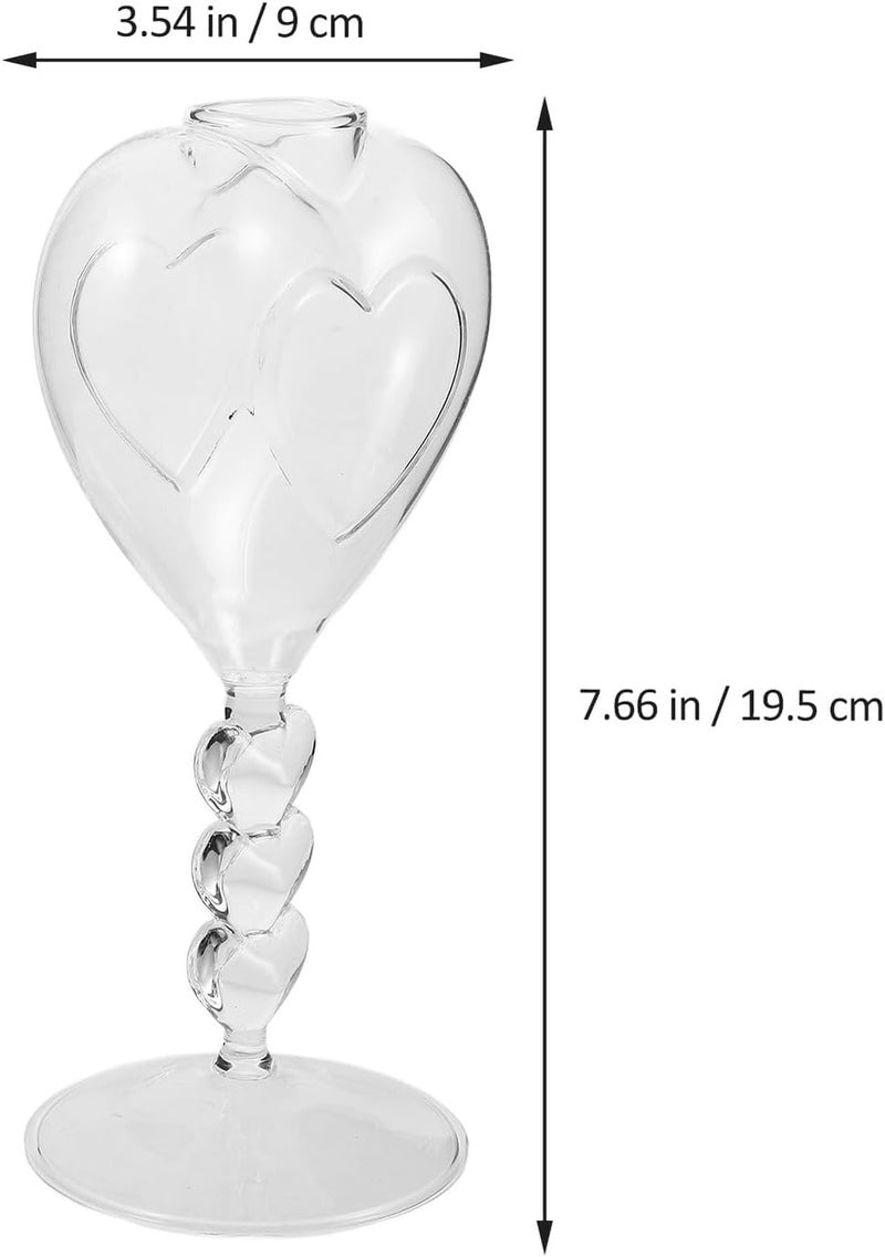 Heart Shaped Wine Glass with Stem and Glass Straw for Weddings and Parties for Valentine’s Day - Image 1