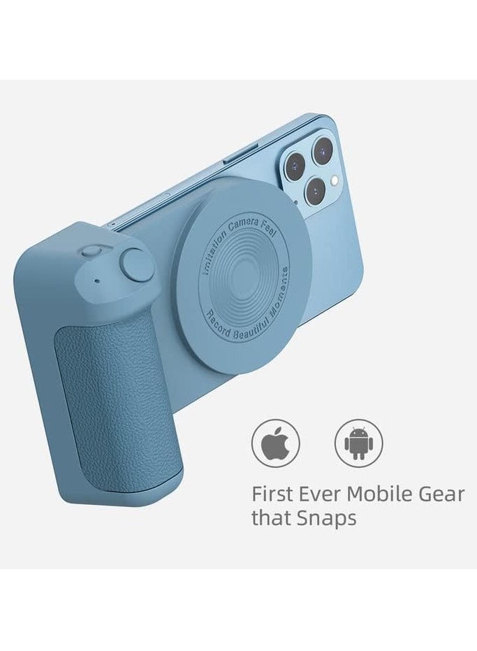 Magnetic Camera Grip, Bluetooth Mount, Smartphone Grip, Photo Holder, Bluetooth, Wireless Remote Control for All Phones, Video Recording, Vlog (Blue)  - Image 4