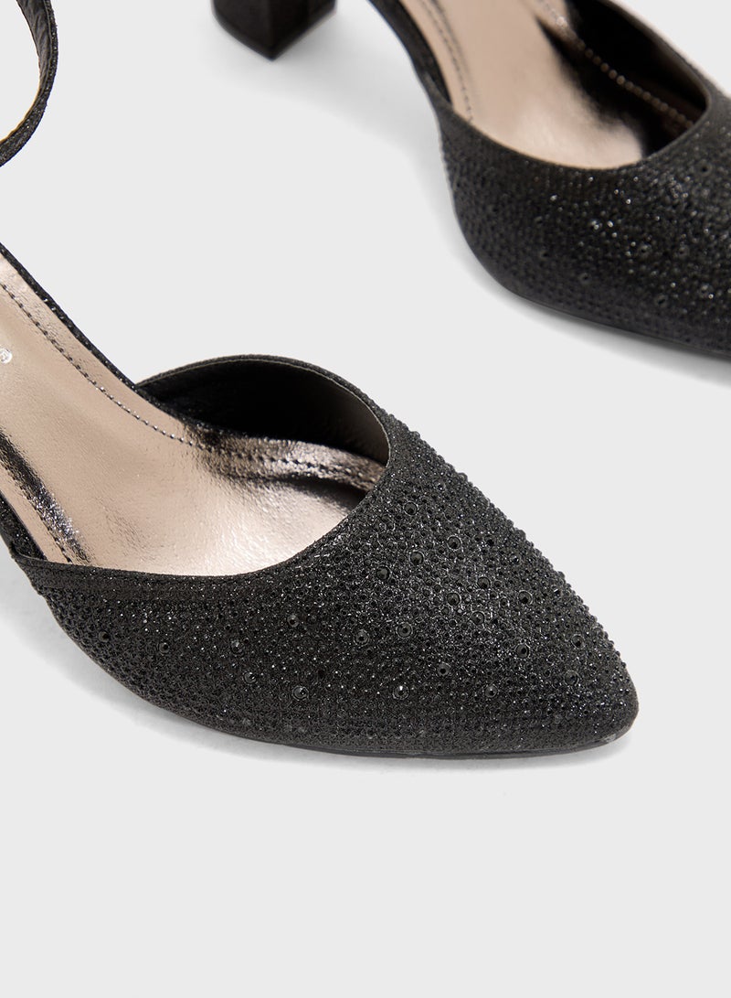 Anne Michelle Glitter Block Heel Pump  - Image 5