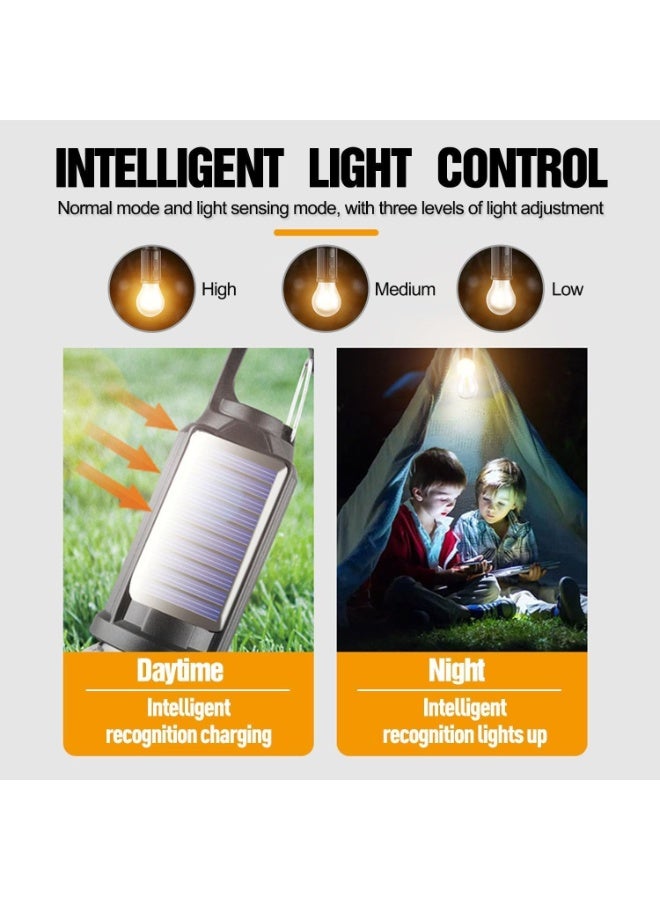 BlueFire T01 Portable LED Camping Light Bulb Solar & Type-C Rechargeable Vintage Lantern, 3 Lighting Modes Warm White Hanging Outdoor Camping Light for Hiking, Emergency, Power Outage, Indoor & Outdoor Use Ultra Lightweight Portable LED Lamp - Image 5