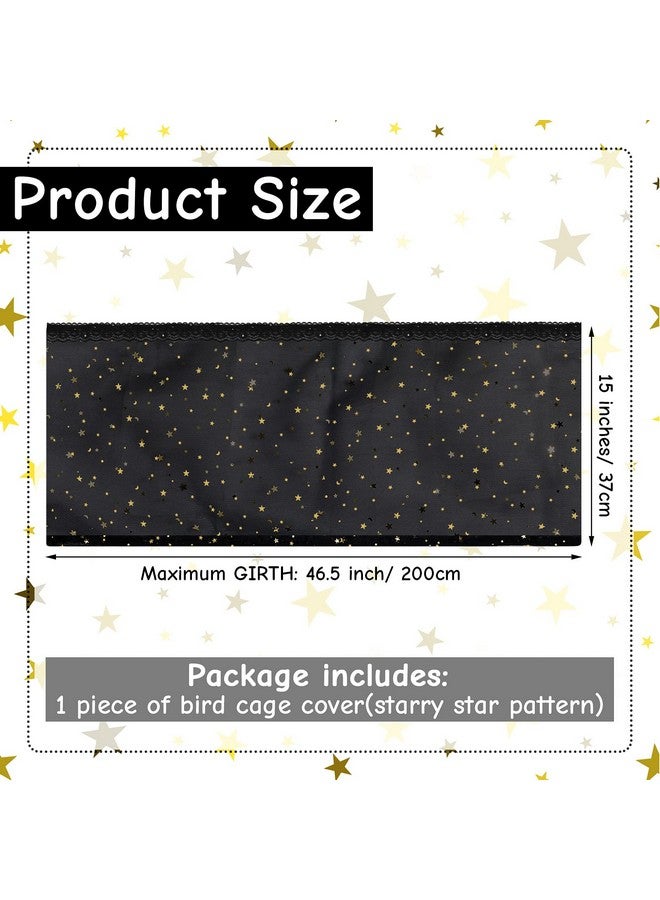 Shappy Large Bird Cage Cover Birdcage Nylon Mesh Net Cover Seed Feather Catcher Twinkle Star Universal Birdcage Cover Bird Seed Guard Skirt for Parakeet Macaw African Round Square Cage (Black, L)  - Image 2