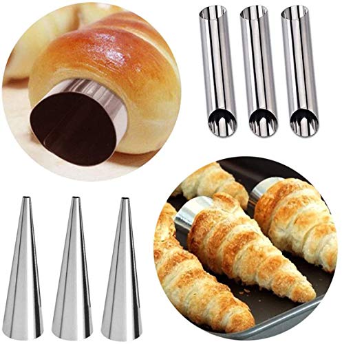 JIELUO Cream Horn Molds-21 pcs Moulds Stainless Steel Cannoli Form Tubes Cream Roll mold Screw Croissant mold Cone Tubular Shaped Mold for Cannoli Tubes - Image 3