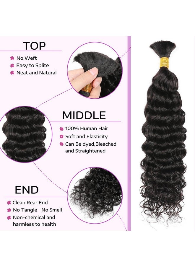 ShowCoco 16 Inch Human Braiding Hair 100G No Weft Water Wave Bulk Human Hair For Braiding Hair Extensions For Box Boho Braids With 2Bundles  - Image 3
