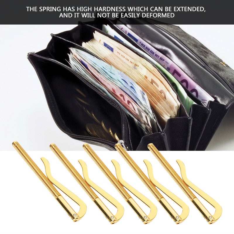5Pcs Money Cash Clip Electroplated Steel High Hardness Spring 85mm for Leather WalletGolden - Image 1