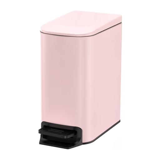 Cesun Small Bathroom Trash Can with Lid Soft Close, Step Pedal, 6 Liter / 1.6 Gallon Stainless Steel Garbage Can with Removable Inner Bucket, Anti-Fingerprint Finish (Pink) - Image 1