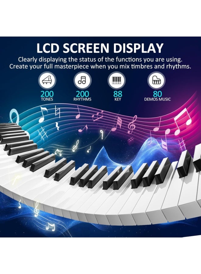 والالا لوحة مفاتيح بيانو 88 مفتاح، بيانو رقمي كهربائي للمبتدئين مع مفاتيح شبه مرجحة، لوحة مفاتيح بيانو مع دواسة دعم، مزود طاقة، حامل، حقيبة حمل، سماعات رأس - Image 2