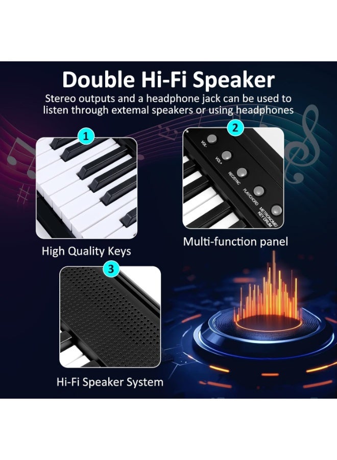 والالا لوحة مفاتيح بيانو 88 مفتاح، بيانو رقمي كهربائي للمبتدئين مع مفاتيح شبه مرجحة، لوحة مفاتيح بيانو مع دواسة دعم، مزود طاقة، حامل، حقيبة حمل، سماعات رأس - Image 4