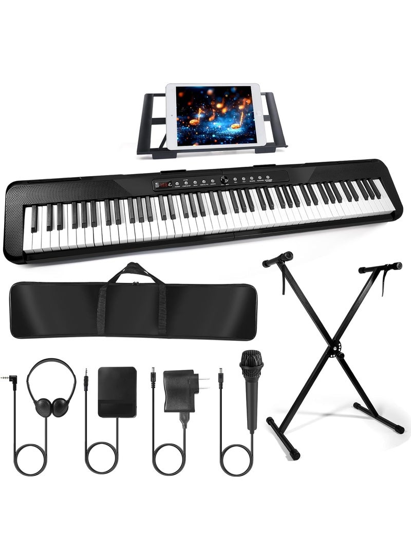 والالا لوحة مفاتيح بيانو 88 مفتاح، بيانو رقمي كهربائي للمبتدئين مع مفاتيح شبه مرجحة، لوحة مفاتيح بيانو مع دواسة دعم، مزود طاقة، حامل، حقيبة حمل، سماعات رأس - Image 1