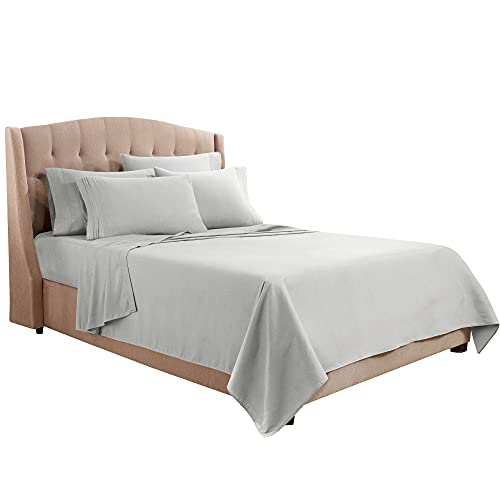 Clara Clark Flex Top King Sheets, 6 Piece Set - Hotel Luxury Sheets for Top Split King Bed, Super Soft Bedding Set, Head Split King Silver - Image 3