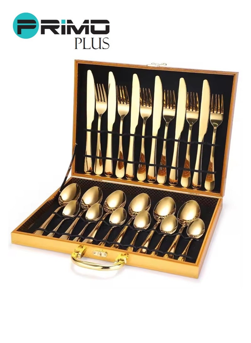 PRIMO PLUS 24-Piece Stainless Steel Cutlery Set Golden  - Image 1